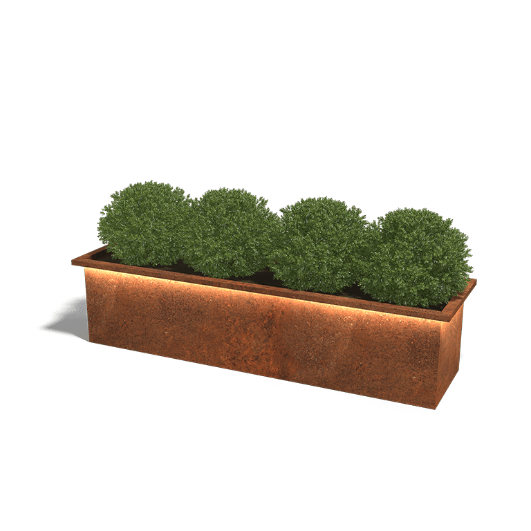 Corten plieno lauko vazonai su LED