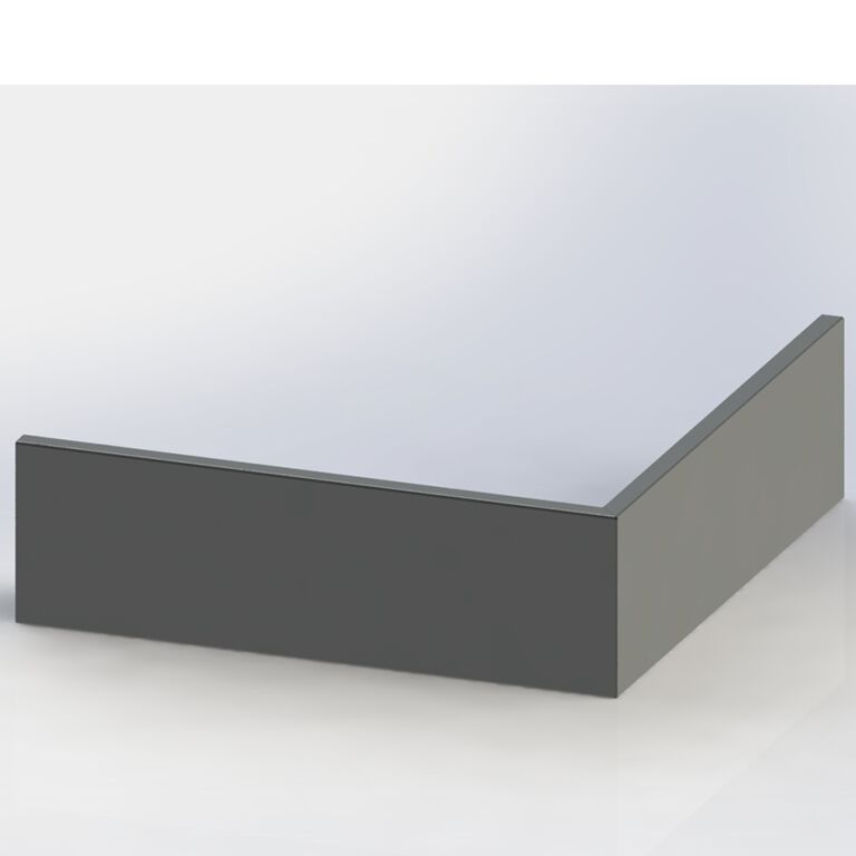 Milteliniu būdu dengta plieninė atraminė sienelė išorinis kampas 100 x 100 cm (aukštis 30 cm)