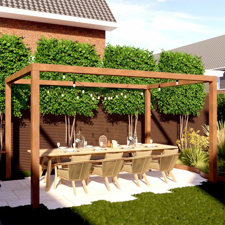Corten plieno pergola sąranka kvadratas 424 x 300 cm