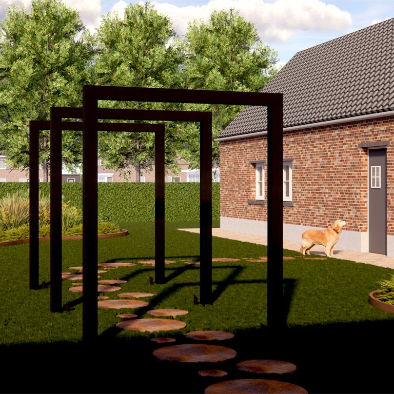 Milteliniu būdu dengta plieninė pergola tiesus 200 cm