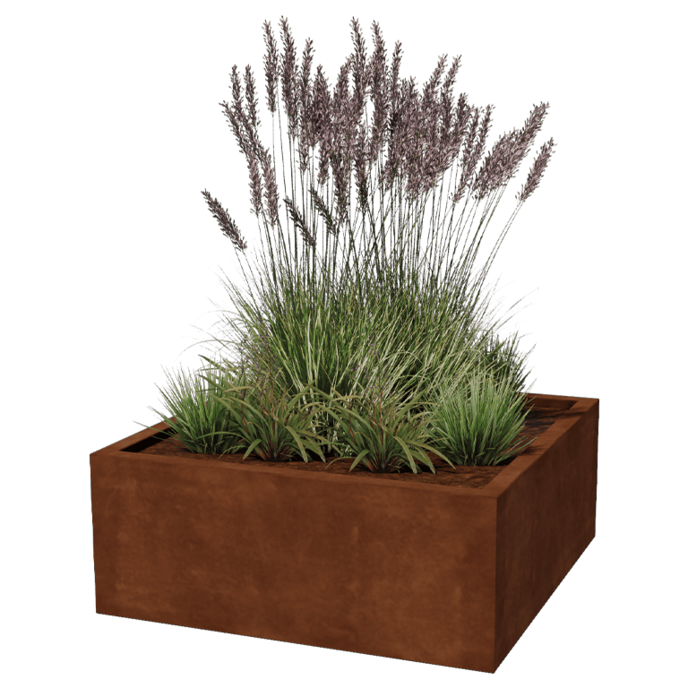 Suvirintas corten plieno lauko vazonas Montana 100 x 100 x 40 cm