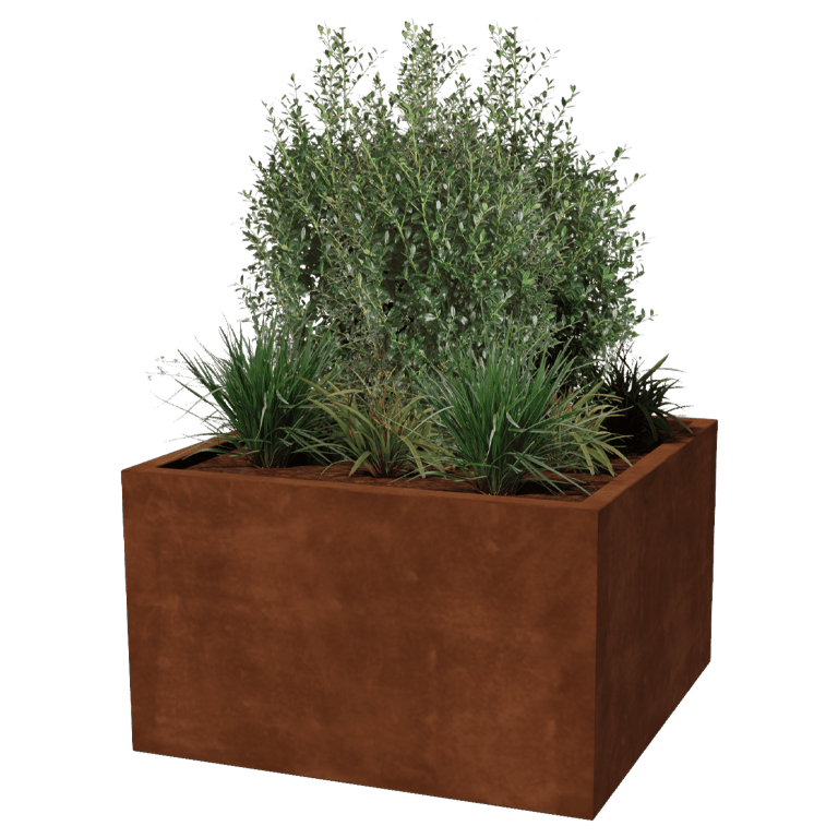 Suvirintas corten plieno lauko vazonas Montana 100 x 100 x 60 cm
