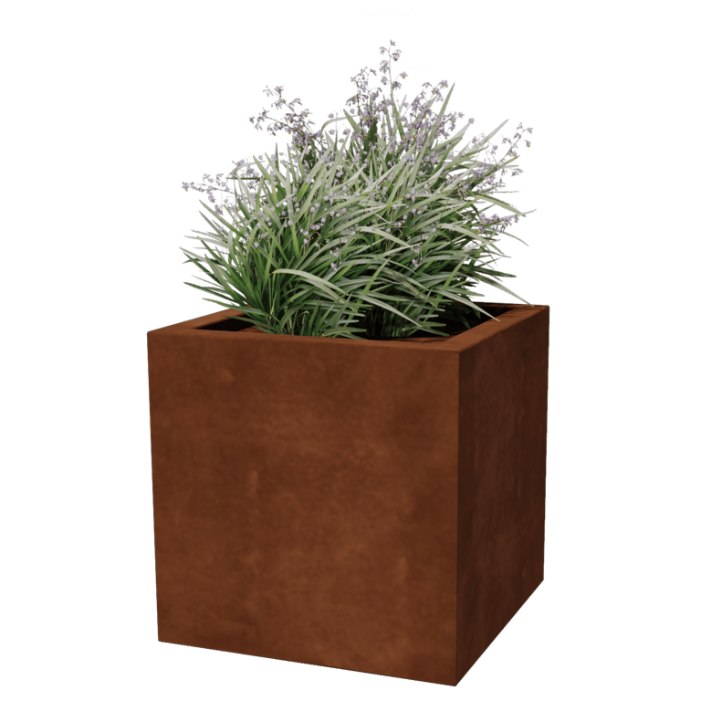 Suvirintas corten plieno lauko vazonas Montana 50 x 50 x 50 cm