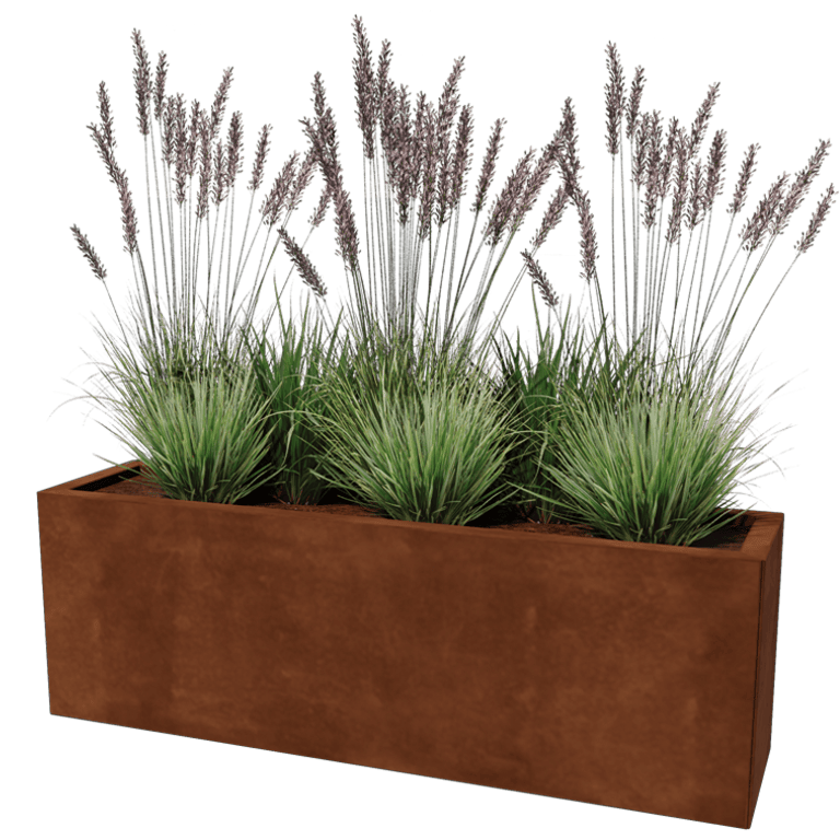 Corten plieno lauko vazonas Texas 30 x 120 cm