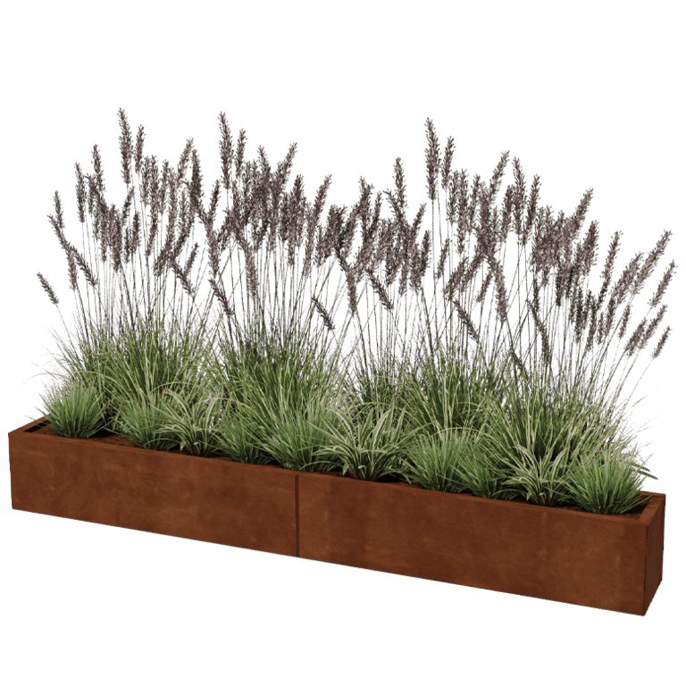Corten plieno lauko vazonas Texas xxl 240 x 30 cm
