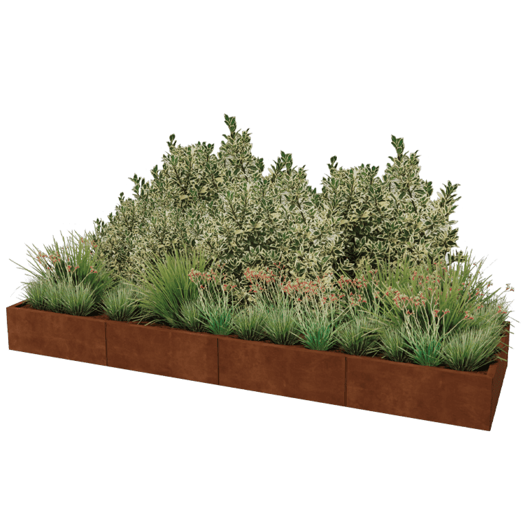 Corten plieno lauko vazonas Texas xxl 320 x 100 cm