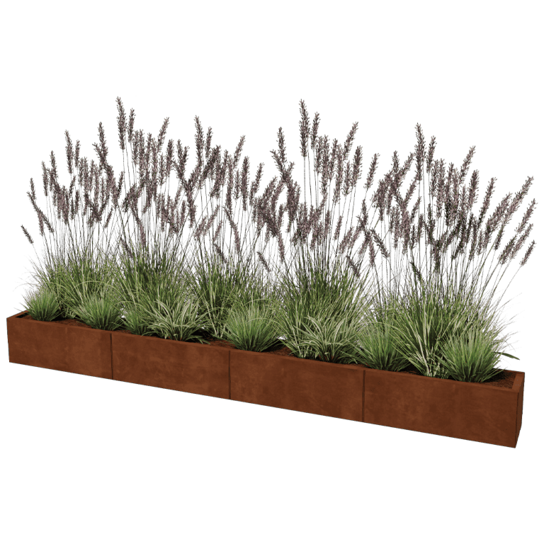 Corten plieno lauko vazonas Texas xxl 320 x 30 cm