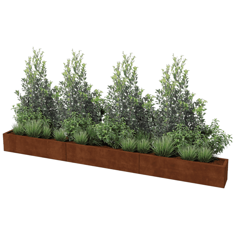 Corten plieno lauko vazonas Texas xxl 360 x 30 cm