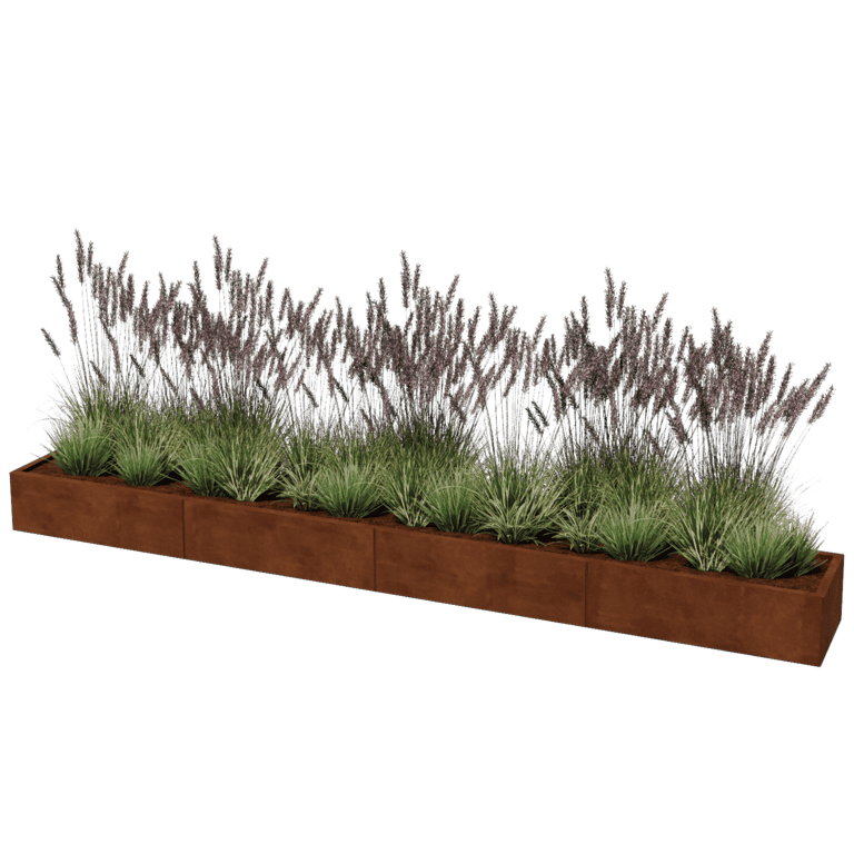 Corten plieno lauko vazonas Texas xxl 400 x 50 cm