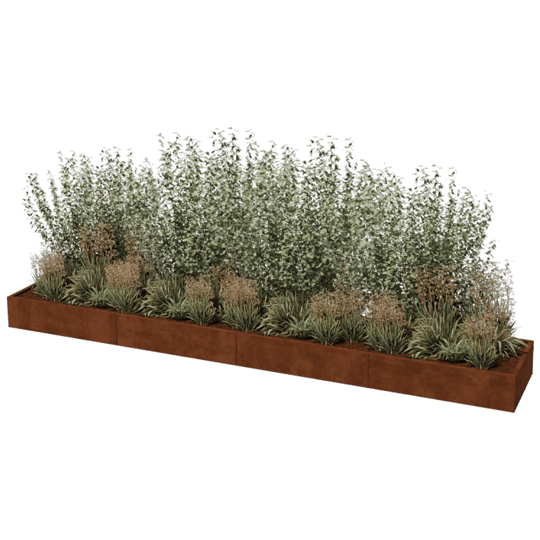 Corten plieno lauko vazonas Texas xxl 480 x 80 cm
