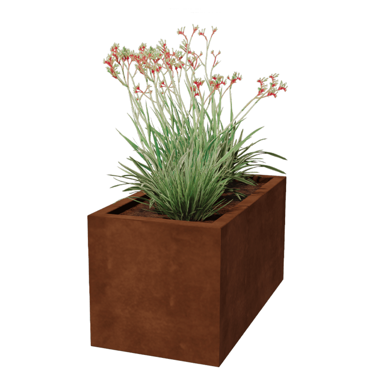 Suvirintas corten plieno lauko vazonas Montana 100 x 50 x 50 cm