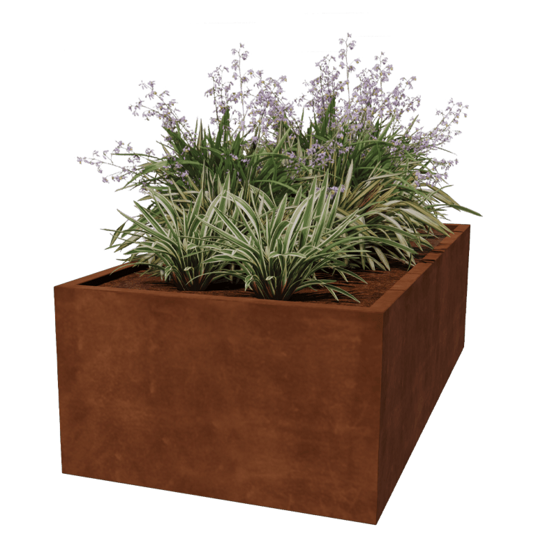 Suvirintas corten plieno lauko vazonas Montana 200 x 100 x 60 cm
