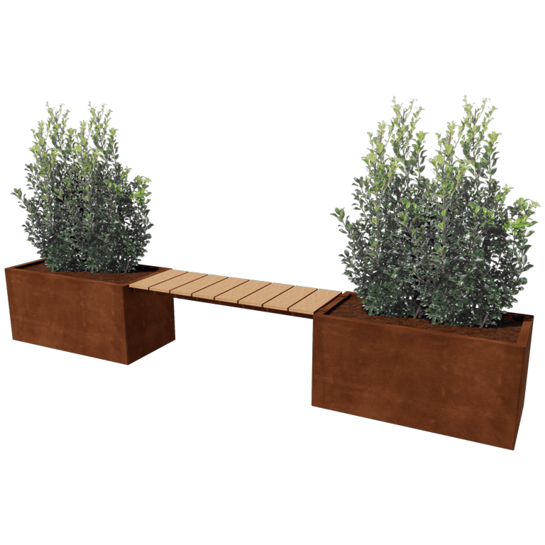 Corten plieno lauko vazonas su suoliuku Vegas Texas
