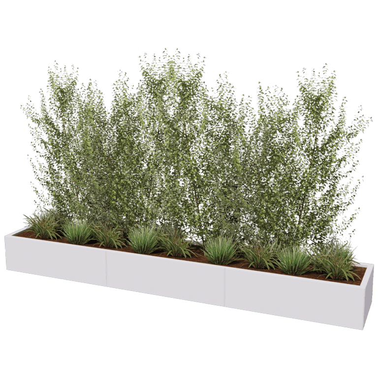 Milteliniu būdu dengtas plieninis lauko vazonas Texas xxl 300 x 50 cm