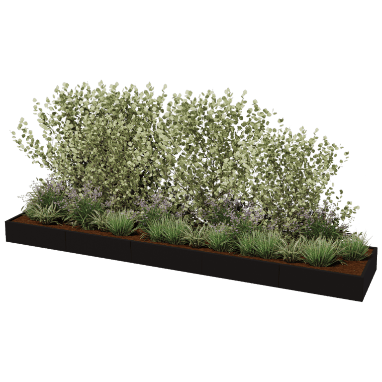 Milteliniu būdu dengtas plieninis lauko vazonas Texas xxl 500 x 100 cm