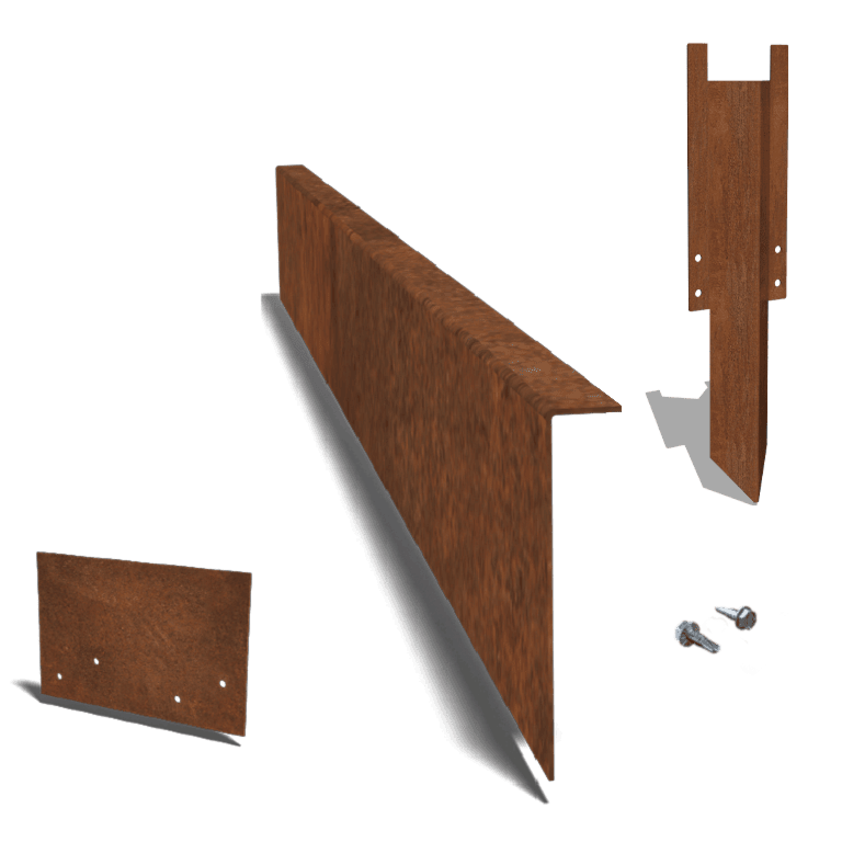 Corten plieno sodo apvadai kampu 22 cm ilgio komplektas per 15 metrų