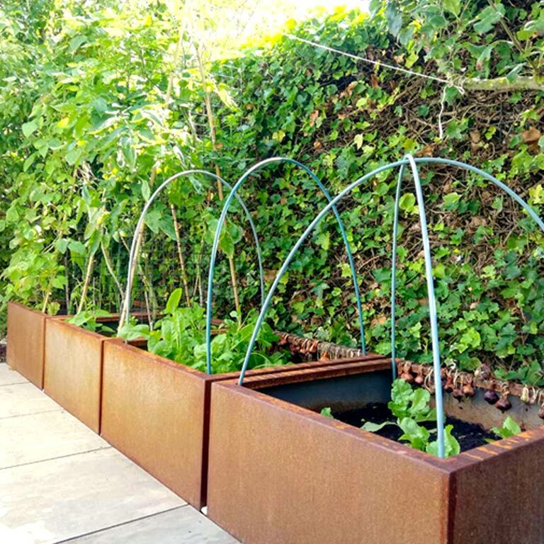 Suvirintas corten plieno lauko vazonas Montana 80 x 80 x 40 cm