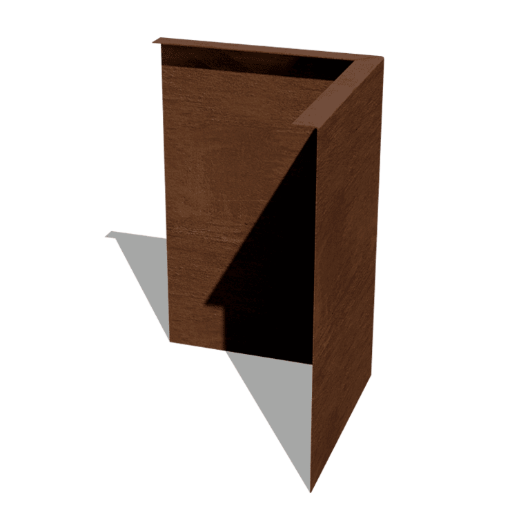 Corten plieno sodo apvadai kampu 45 cm išorinis kampas