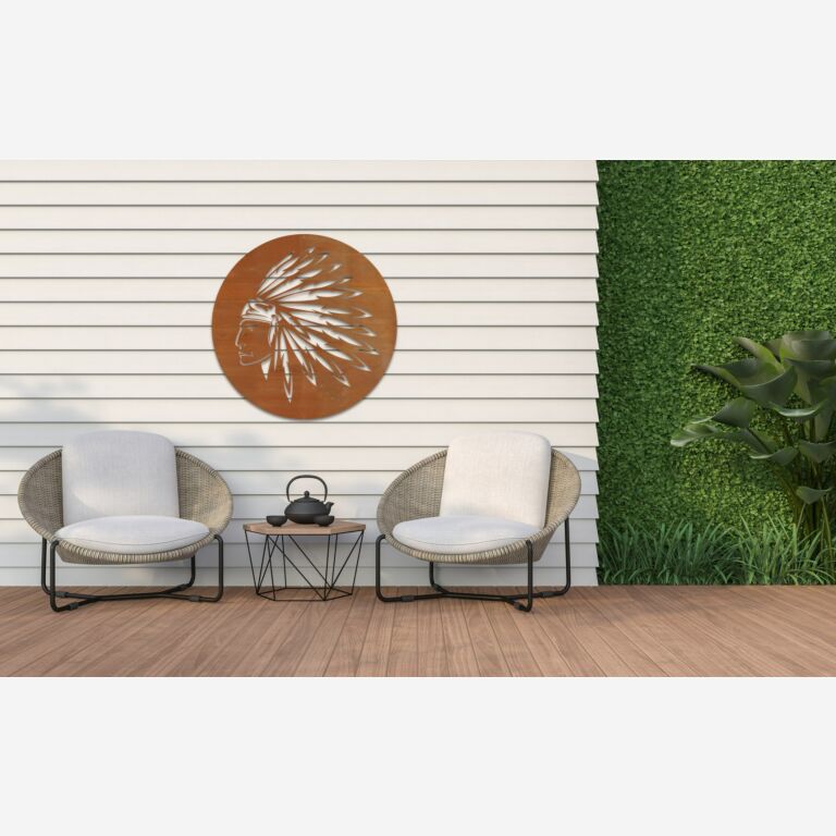 Corten plieno sienų dekoracijos Amerikos indėnas