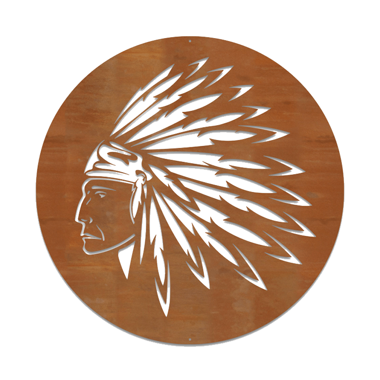 Corten plieno sienų dekoracijos Amerikos indėnas