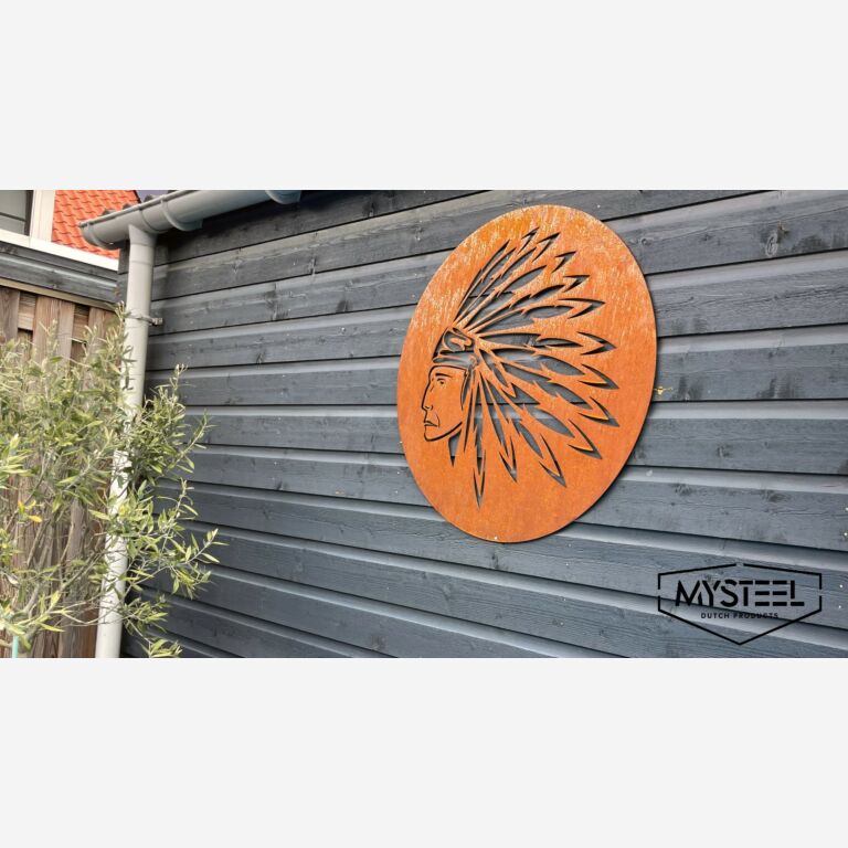 Corten plieno sienų dekoracijos Amerikos indėnas