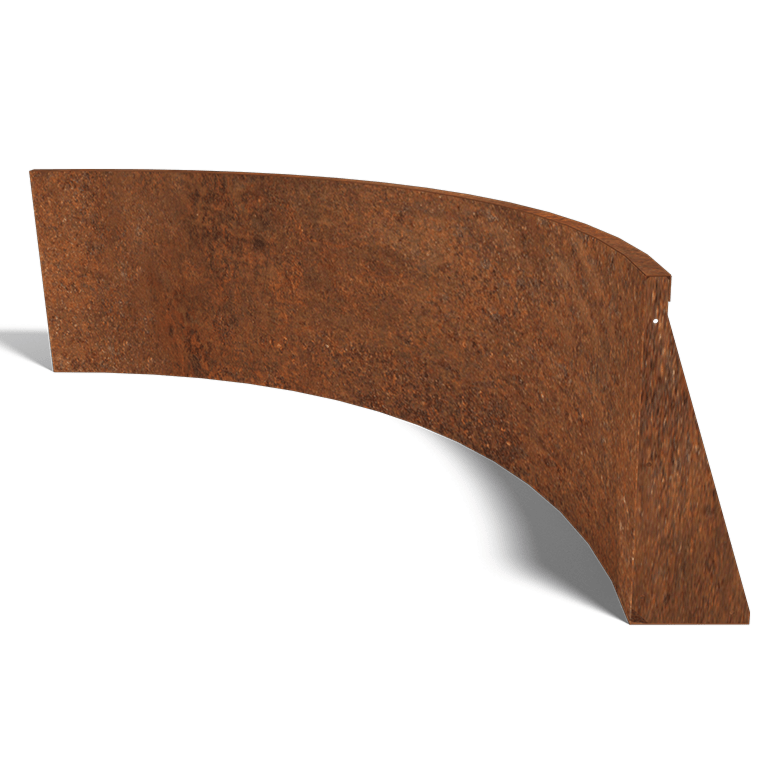 Corten plieno atraminė sienelė vidinis išlinkis 150 x 150 cm (aukštis 60 cm)