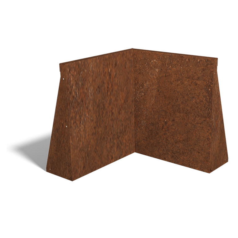 Corten plieno atraminė sienelė vidinis kampas 50 x 50 cm (aukštis 60 cm)