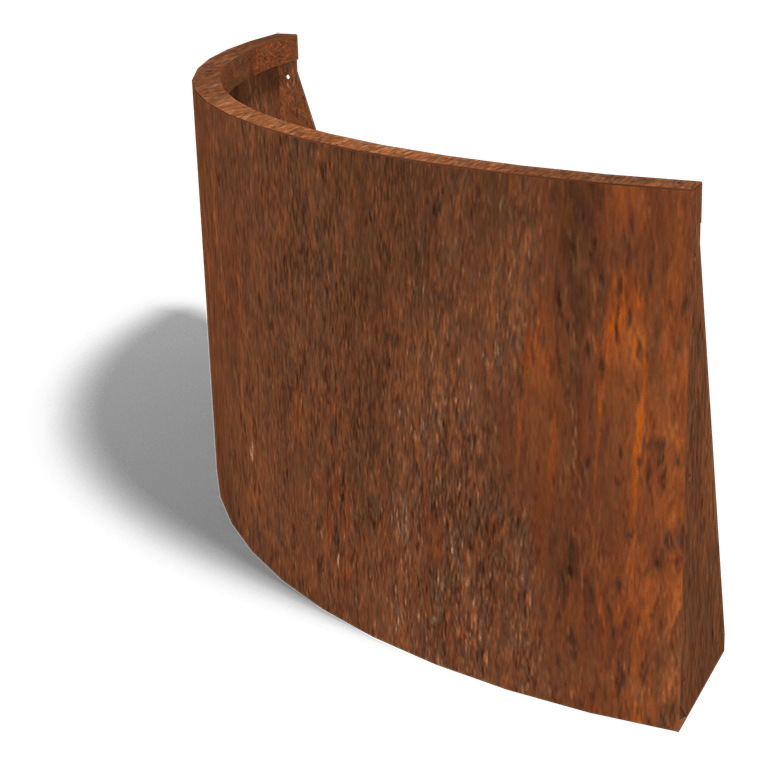 Corten plieno atraminė sienelė išorinis išlinkis 100 x 100 cm (aukštis 60 cm)