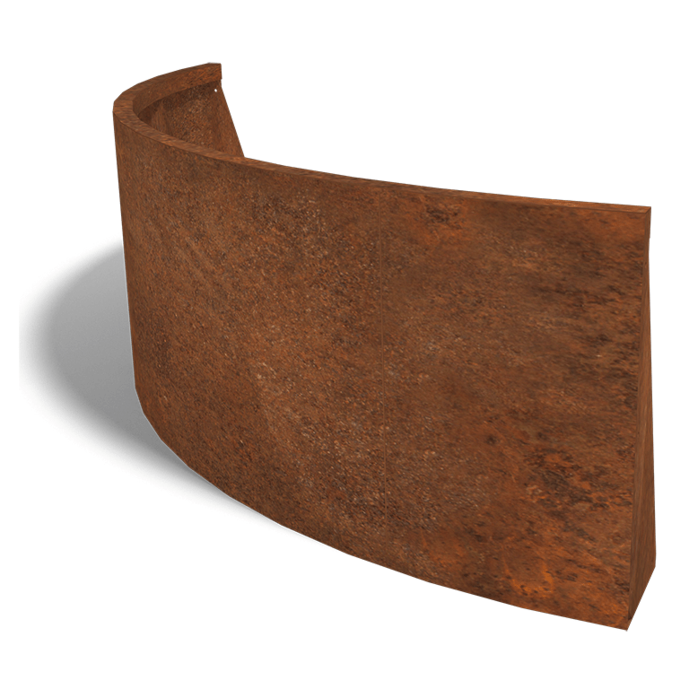 Corten plieno atraminė sienelė išorinis išlinkis 150 x 150 cm (aukštis 60 cm)
