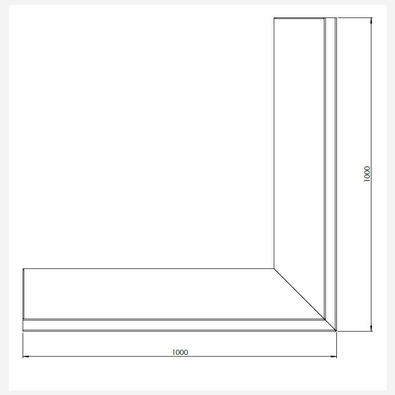 Corten plieno atraminė sienelė išorinis kampas 100 x 100 cm (aukštis 50 cm)