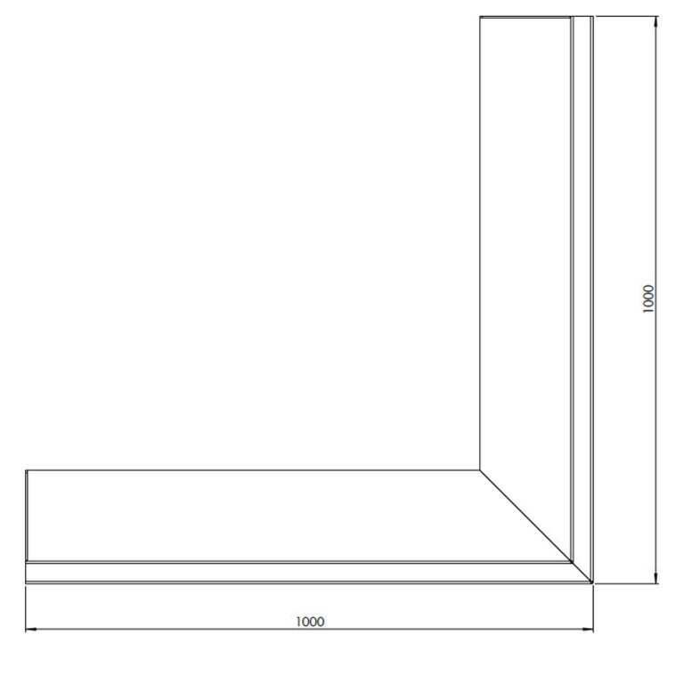 Corten plieno atraminė sienelė išorinis kampas 100 x 100 cm (aukštis 30 cm)
