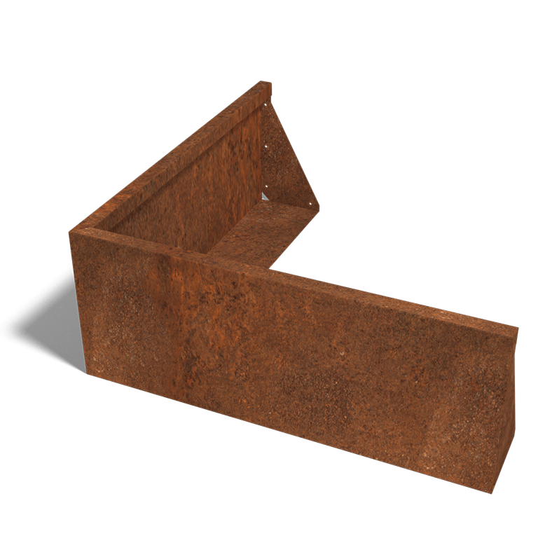 Corten plieno atraminė sienelė išorinis kampas 100 x 100 cm (aukštis 40 cm)