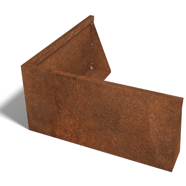 Corten plieno atraminė sienelė išorinis kampas 100 x 100 cm (aukštis 50 cm)