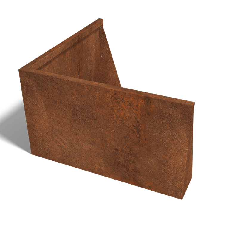 Corten plieno atraminė sienelė išorinis kampas 100 x 100 cm (aukštis 60 cm)