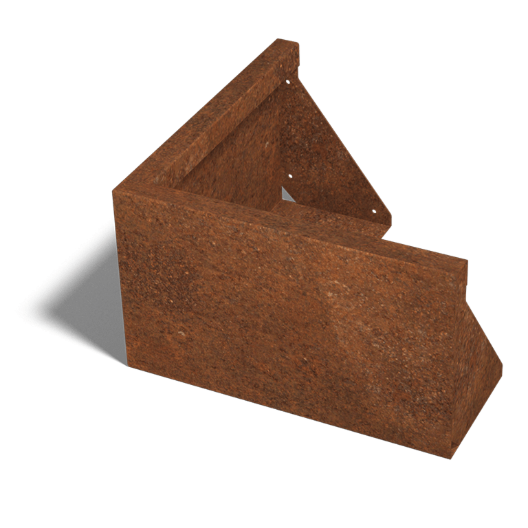 Corten plieno atraminė sienelė išorinis kampas 50 x 50 cm (aukštis 30 cm)
