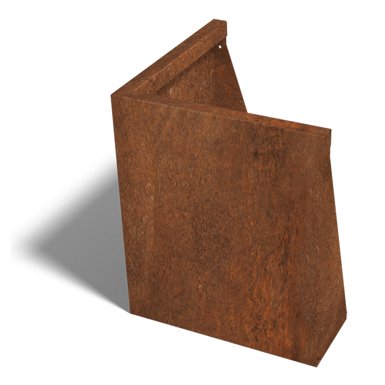 Corten plieno atraminė sienelė išorinis kampas 50 x 50 cm (aukštis 60 cm)