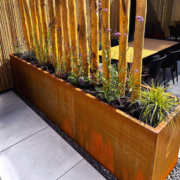 Corten plieno lauko vazonas Texas xxl 300 x 60 cm