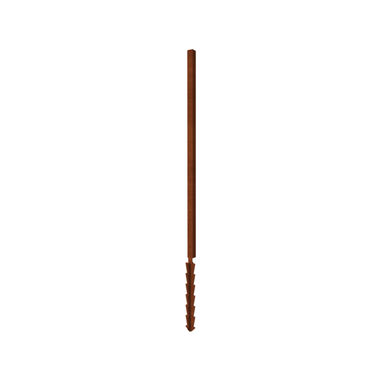 Corten plieno tvora H kampinis stulpas su žemės kaiščiu 190 x 6 x 6 cm
