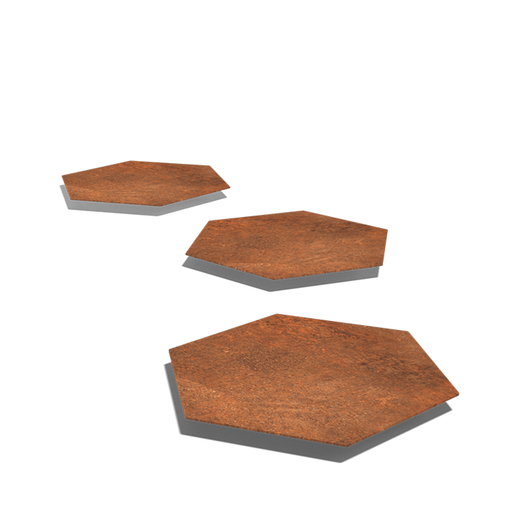Corten plieno pakopa plytelė Šešiakampis 50