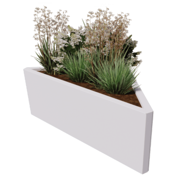 Plieninis lauko vazonas - Nelygiašonis trikampis - 112,2 x 60,5 x 60 cm - kita RAL spalva - Be dugno plokštės