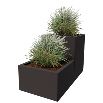 Plieninis lauko vazonas - 2-dalių Laiptų modelis - 100 x 50 x 60 cm - kita RAL spalva - Be dugno plokštės