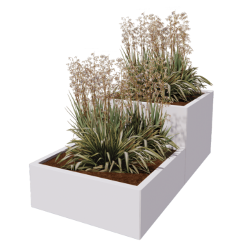 Plieninis lauko vazonas - 2-dalių Laiptų modelis - 160 x 80 x 60 cm - RAL9005 matinė (juoda) - Be dugno plokštės