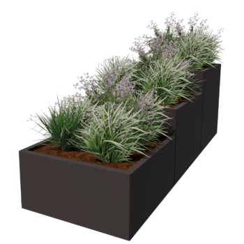 Plieninis lauko vazonas - 3-dalių Laiptų modelis - 240 x 80 x 80 cm - kita RAL spalva - Be dugno plokštės