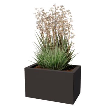 Plieninis lauko vazonas - Stačiakampis - 50 x 30 x 30 cm - kita RAL spalva - Su dugno plokšte - Su kojomis