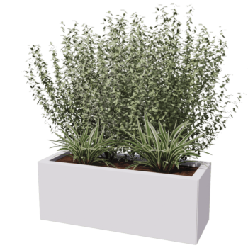 Plieninis lauko vazonas - Stačiakampis - 80 x 30 x 30 cm - kita RAL spalva - Su dugno plokšte - Su ratais