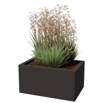 Plieninis lauko vazonas - Stačiakampis - 60 x 40 x 80 cm - kita RAL spalva - Su dugno plokšte - Su ratais