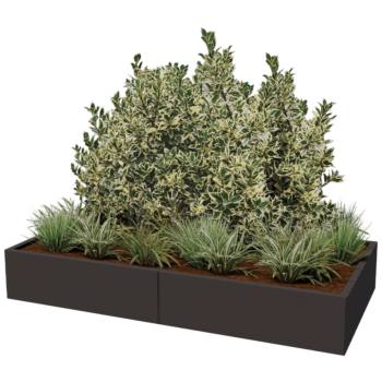 Plieninis lauko vazonas XXL - Stačiakampis - 200 x 100 x 40 cm - kita RAL spalva - Su dugno plokšte