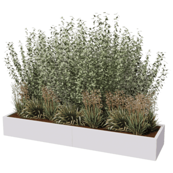 Milteliniu būdu dengtas plieninis lauko vazonas Texas xxl 240 x 60 cm