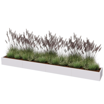 Plieninis lauko vazonas XXL - Stačiakampis - 400 x 50 x 50 cm - kita RAL spalva - Be dugno plokštės