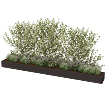 Plieninis lauko vazonas XXL - Stačiakampis - 480 x 50 x 40 cm - kita RAL spalva - Su dugno plokšte